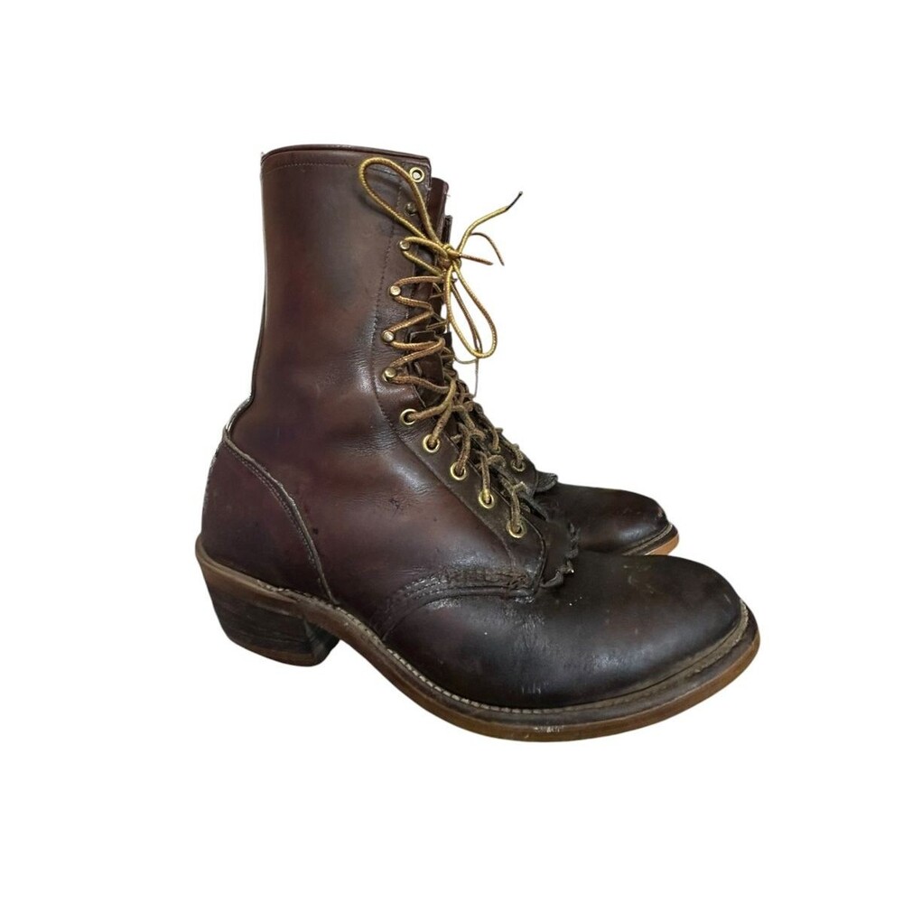 Vintage Justin x Chippewa Leather Packer Western Boots 0515 Men’s Size 10E Brown